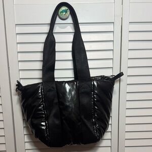 Isaac Mizrahi Glossy Black Tote Bag
